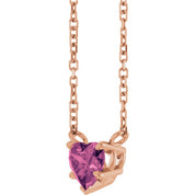 14K Rose Natural Pink Tourmaline Solitaire 18" Necklace