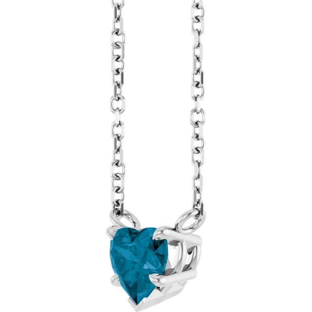 Sterling Silver Natural London Blue Topaz Solitaire 18" Necklace