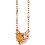14K Rose Natural Citrine Solitaire 18" Necklace