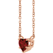14K Rose Natural Mozambique Garnet Solitaire 18" Necklace