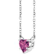 14K White Natural Pink Tourmaline Solitaire 18" Necklace