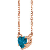 14K Rose Natural London Blue Topaz Solitaire 18" Necklace