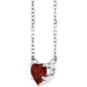 Sterling Silver Natural Mozambique Garnet Solitaire 18" Necklace