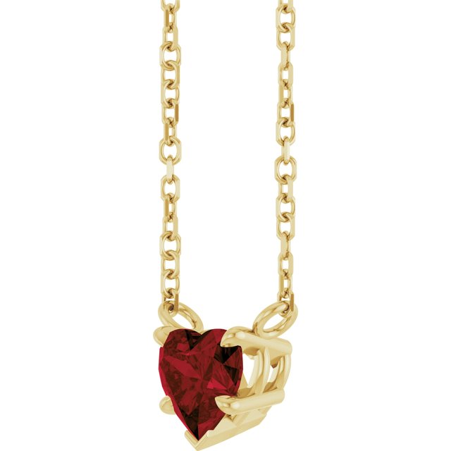 14K Yellow Natural Mozambique Garnet Solitaire 18" Necklace