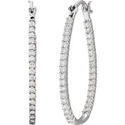 Platinum 1/2 CTW Natural Diamond Inside-Outside Hoop Earrings