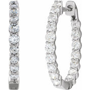 14K White 1 CTW Lab-Grown Diamond Inside-Outside Hinged 19.3 mm Hoop Earrings