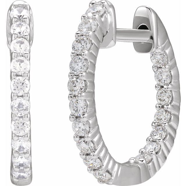 2 CTW Lab-Grown Diamond Inside-Outside Hinged 14.5 mm Hoop Earrings