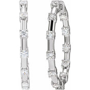 14K White 1 CTW Lab-Grown Diamond Inside-Outside 25.1 mm Hoop Earrings