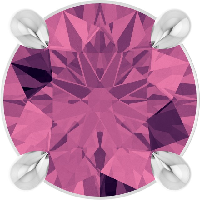 Sterling Silver 5.5 mm Natural Pink Tourmaline Pendant