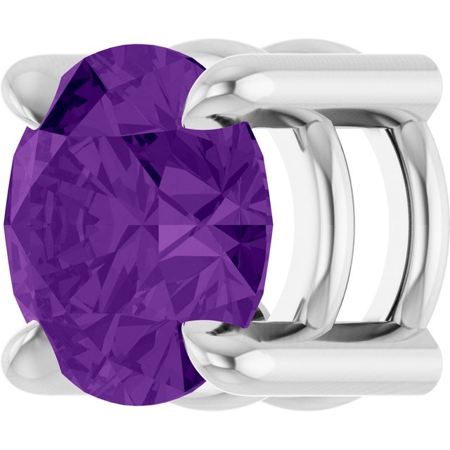 14K White 5.5 mm Natural Amethyst Pendant
