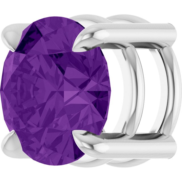 14K White 6.5 mm Natural Amethyst Pendant