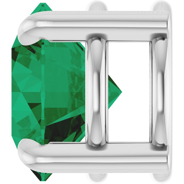 Sterling Silver 6.5 mm Lab-Grown Emerald Pendant