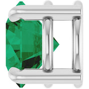 14K White 7 mm Lab-Grown Emerald Pendant