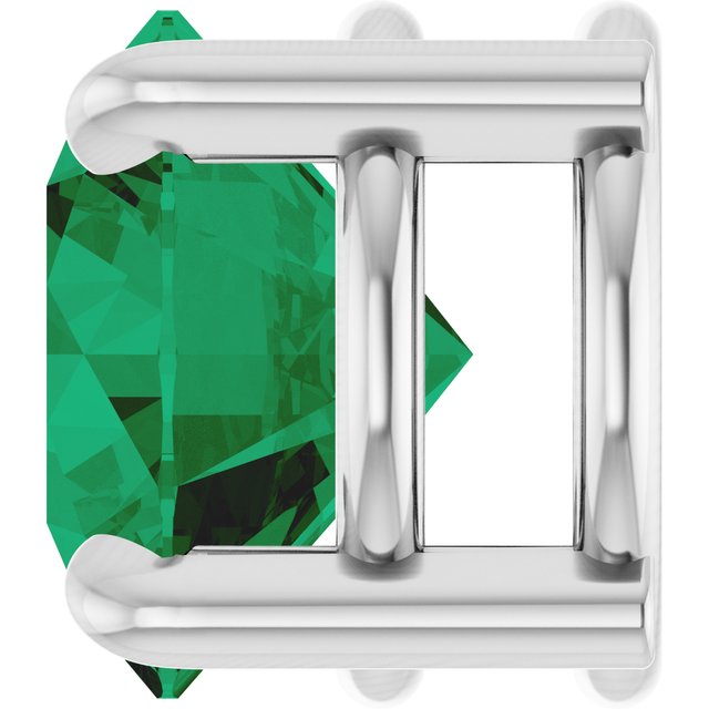 Platinum 7 mm Lab-Grown Emerald Pendant
