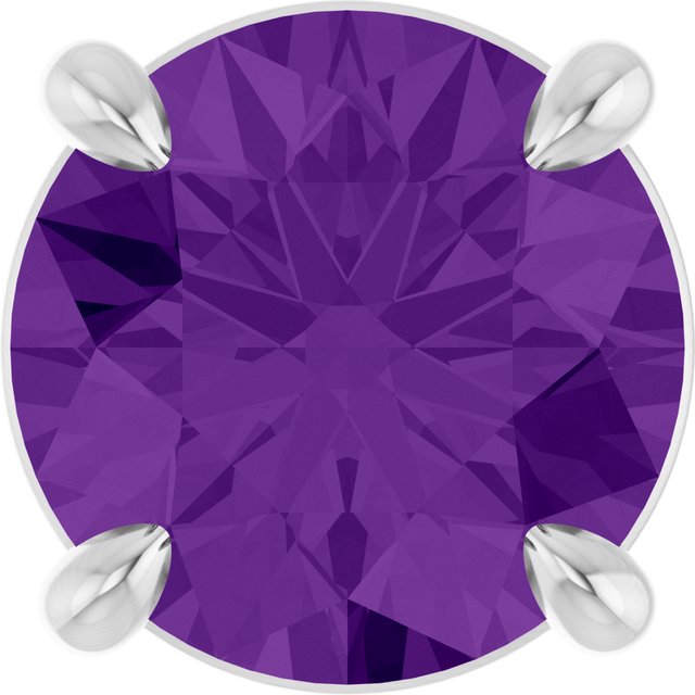 14K White 7 mm Natural Amethyst Pendant
