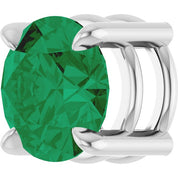 14K White 7 mm Lab-Grown Emerald Pendant