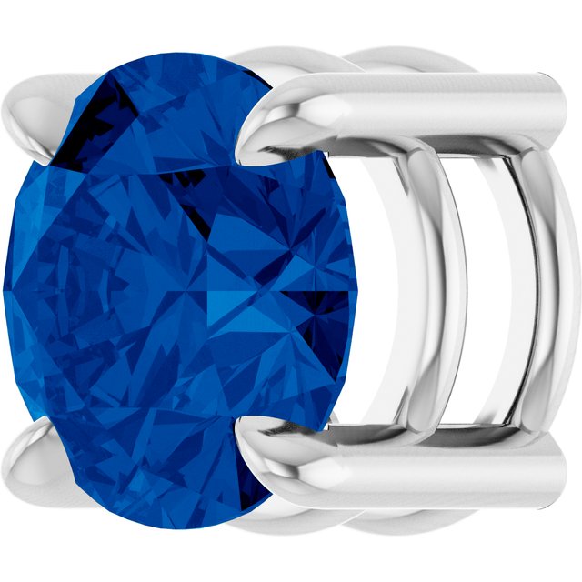 Sterling Silver 7 mm Lab-Grown Blue Sapphire Pendant