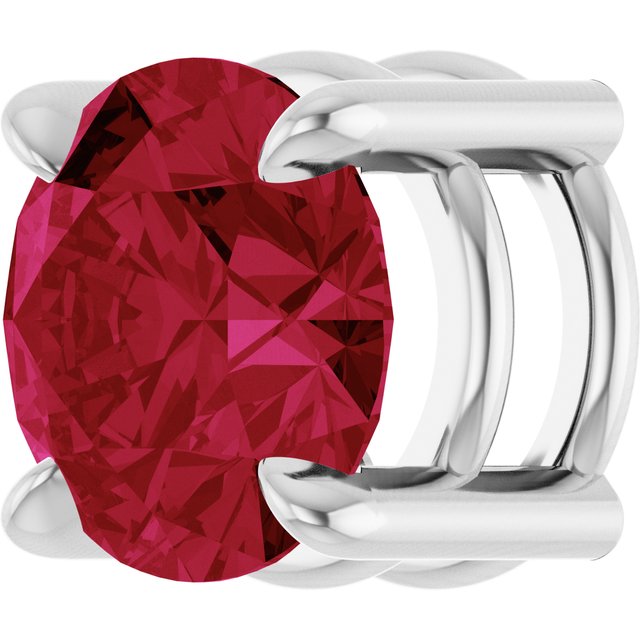 Sterling Silver 7 mm Lab-Grown Ruby Pendant