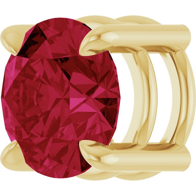 14K Yellow 7 mm Lab-Grown Ruby Pendant