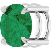 Sterling Silver 8 mm Lab-Grown Emerald Pendant