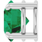 Sterling Silver 8 mm Lab-Grown Emerald Pendant