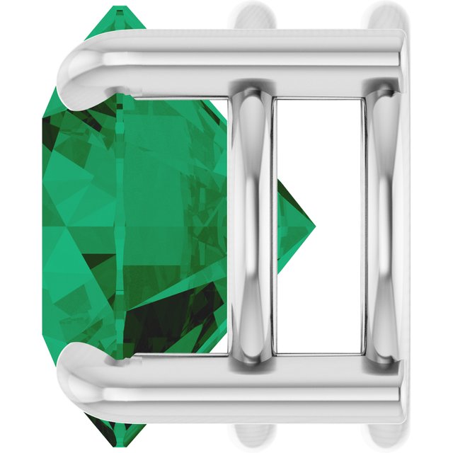 Sterling Silver 8 mm Lab-Grown Emerald Pendant