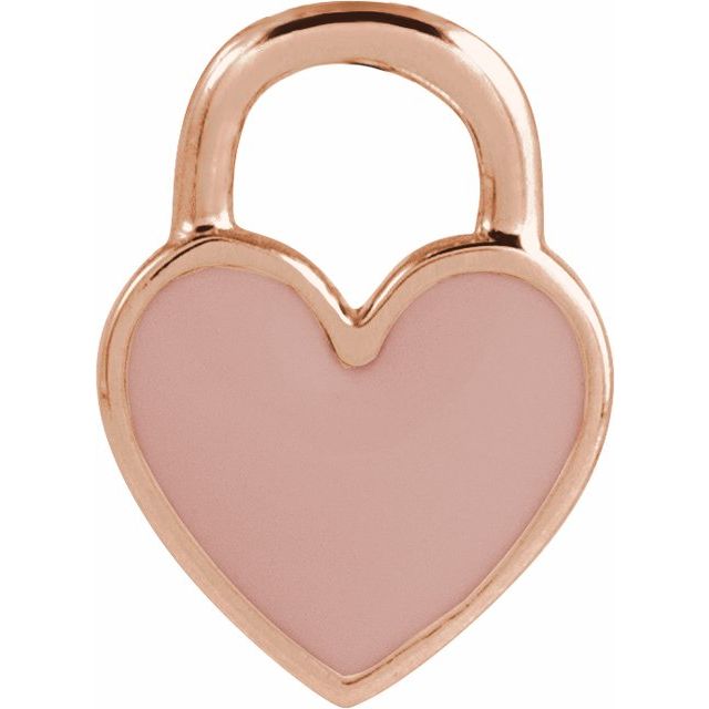 14K Rose Pink Enamel Heart Pendant