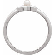 Platinum Cultured White Seed Pearl Floral Ring