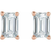 Emerald Cut Diamond Stud Earrings in 14K Gold, Sterling Silver, and Platinum Settings Series 88101