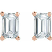 Emerald Cut Diamond Stud Earrings in 14K Gold, Sterling Silver, and Platinum Settings Series 88101