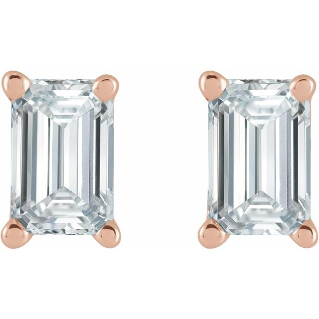 Emerald Cut Diamond Stud Earrings in 14K Gold, Sterling Silver, and Platinum Settings Series 88101