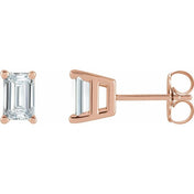 Emerald Cut Diamond Stud Earrings in 14K Gold, Sterling Silver, and Platinum Settings Series 88101