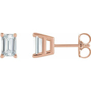 Emerald Cut Diamond Stud Earrings in 14K Gold, Sterling Silver, and Platinum Settings Series 88101