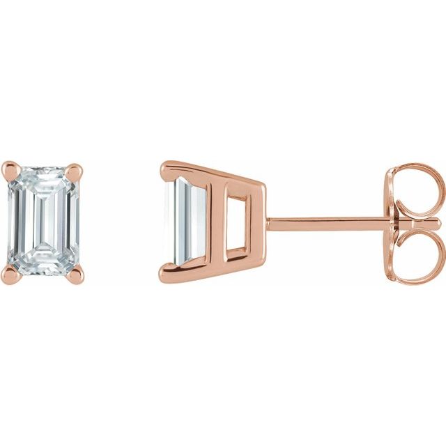 Emerald Cut Diamond Stud Earrings in 14K Gold, Sterling Silver, and Platinum Settings Series 88101