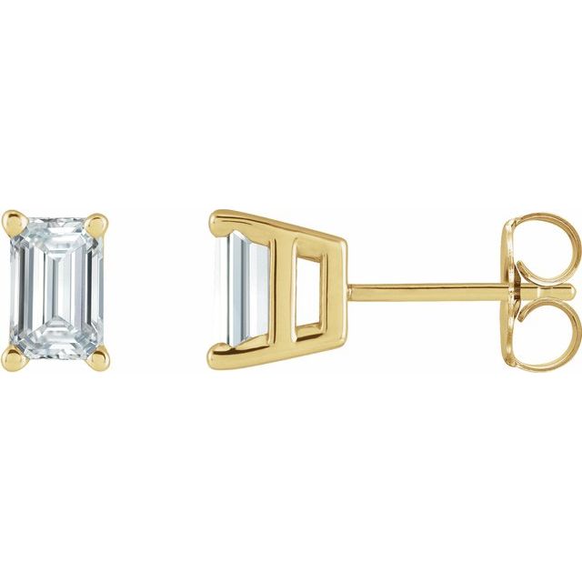Emerald Cut Diamond Stud Earrings in 14K Gold, Sterling Silver, and Platinum Settings Series 88101