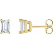 Emerald Cut Diamond Stud Earrings in 14K Gold, Sterling Silver, and Platinum Settings Series 88101