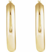 14K Yellow Round Tube 30 mm Hoop Earrings