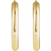 14K Yellow Round Tube 40 mm Hoop Earrings