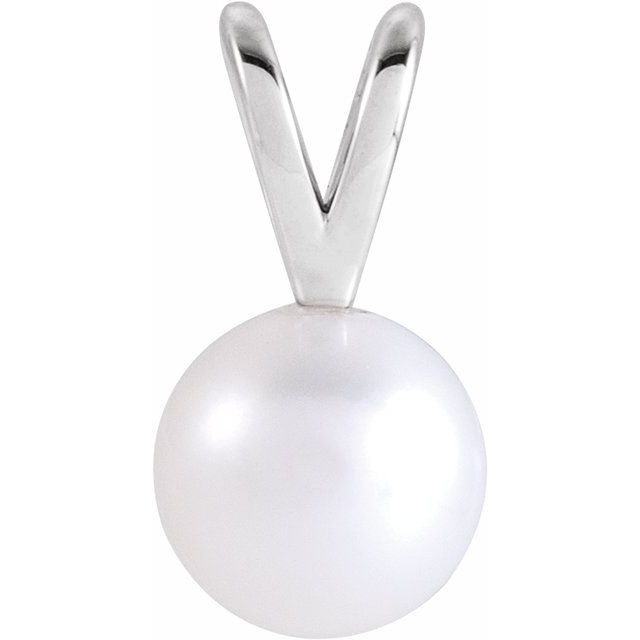 Sterling Silver Cultured White Akoya Pearl Pendant - Elegant Jewelry by Your Brand