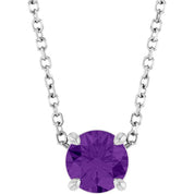 Platinum 5.5 mm Natural Amethyst 16-18" Necklace