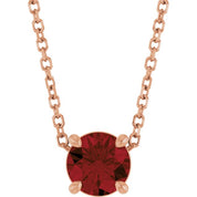 14K Rose 5.5 mm Natural Mozambique Garnet 16-18" Necklace