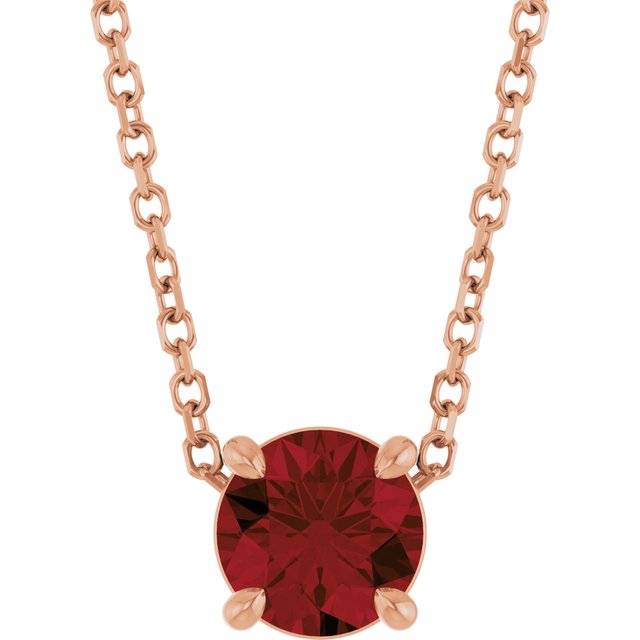 14K Rose 5.5 mm Natural Mozambique Garnet 16-18" Necklace