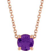 14K Rose 5.5 mm Natural Amethyst 16-18" Necklace