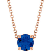 14K Rose 5.5 mm Lab-Grown Blue Sapphire 16-18" Necklace