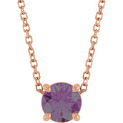 14K Rose 5.5 mm Lab-Grown Alexandrite 16-18" Necklace