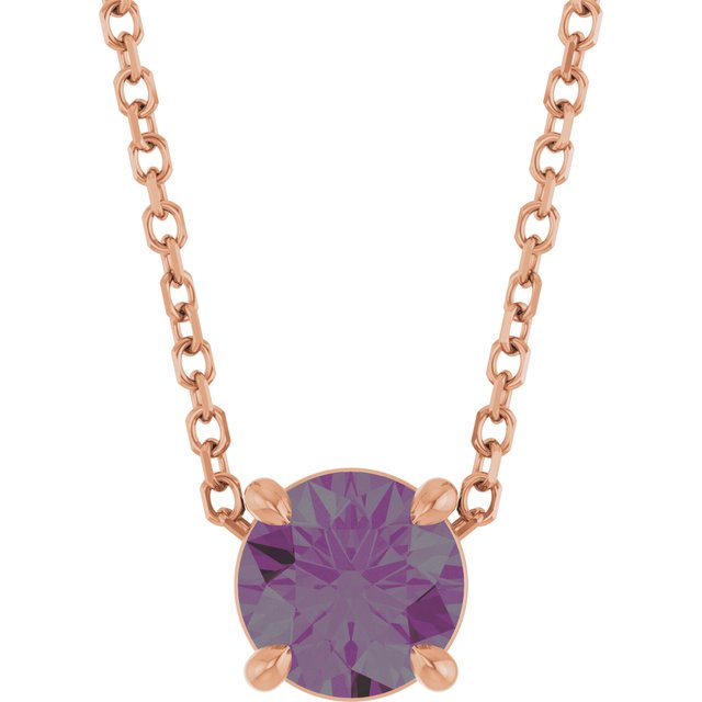 14K Rose 5.5 mm Lab-Grown Alexandrite 16-18" Necklace