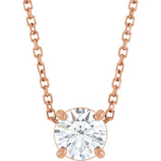 14K Rose 5.5 mm Natural White Sapphire 16-18" Necklace