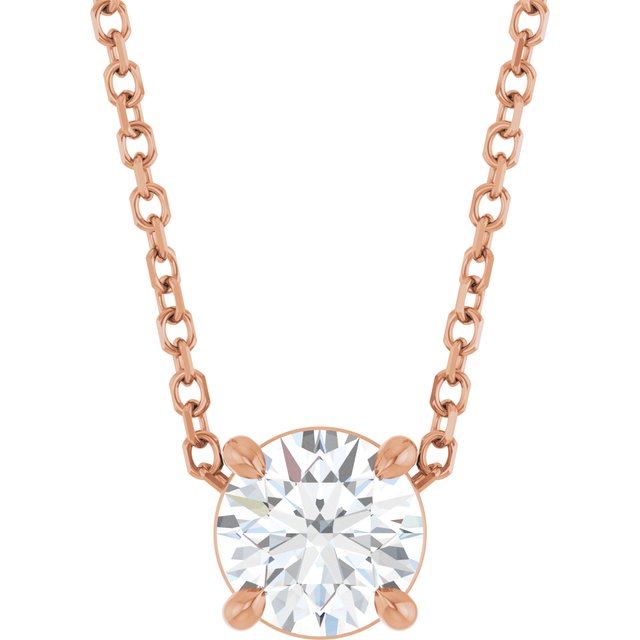 14K Rose 5.5 mm Natural White Sapphire 16-18" Necklace