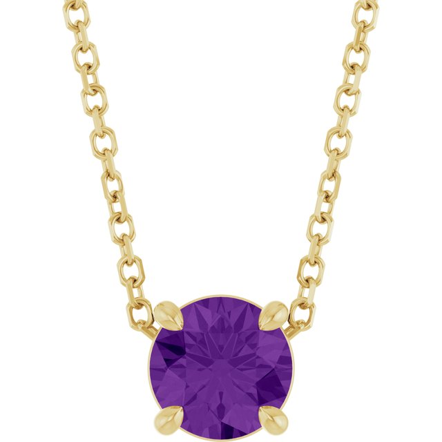 14K Yellow 5.5 mm Natural Amethyst 16-18" Necklace