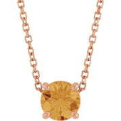 14K Rose 5.5 mm Natural Citrine 16-18" Necklace